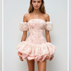 “Innovare Denim” Pink Bubble Hem Dress